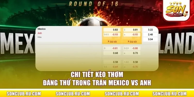 Chi tiết kèo thơm đáng thử trong trận Mexico vs Anh
